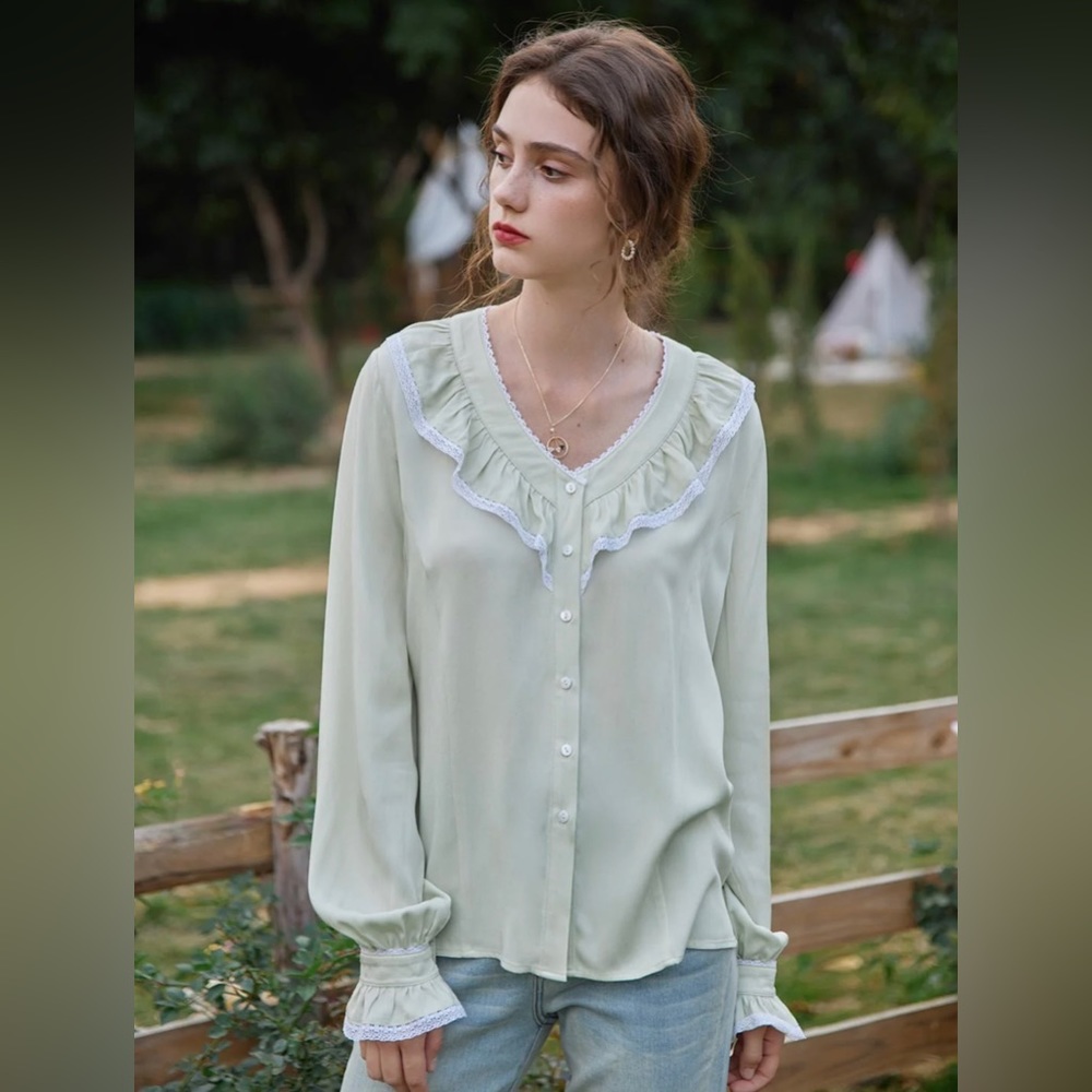 Brand New Rosario V-Neck Ruffle Blouse